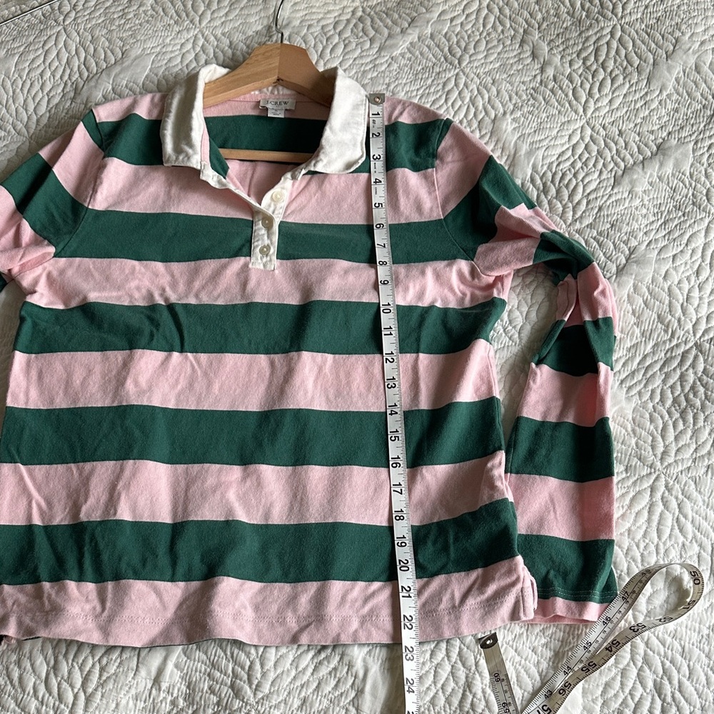 J. Crew Pink and Dark Green Striped Rugby Shirt - Picture 6 of 6